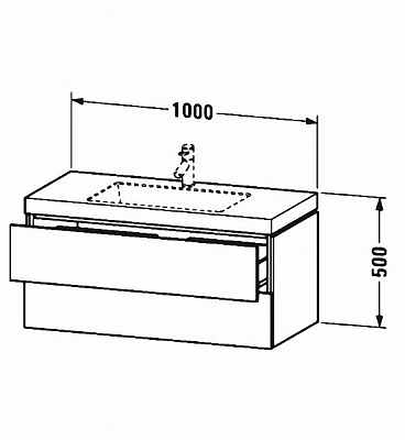 DURAVIT L-Cube/C-bonded тумба подвесная с раковиной1000*480 белый глянец с двумя ящиками LC6928О2222