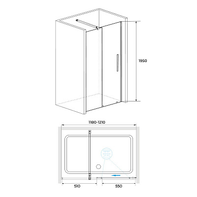 Душевая дверь 120х195 RGW TO-18B