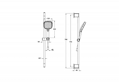 Душевая стойка VitrA Core Square A4591736EXP с ручным душем без смесителя матовая черная