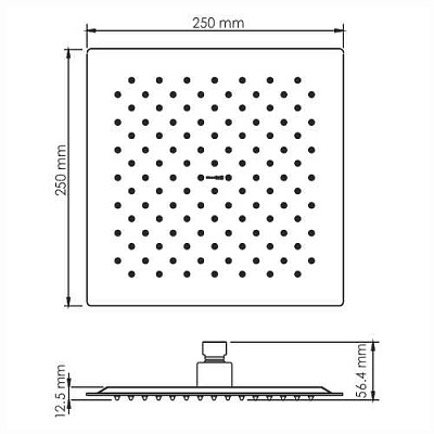 WK Душевая насадка   A198 нерж.сталь квадрат 250 x 250 мм,112 форсунок, "матовое золото"