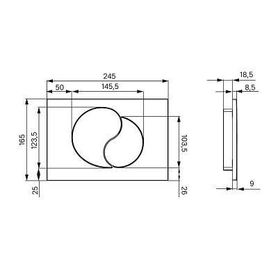 Клавиша смыва универсальная IDDIS Unifix UNI02MBi77, чёрная