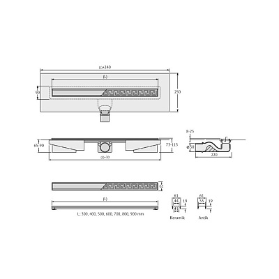 Водоотводящий желоб Berges B1 Antik 800 092126