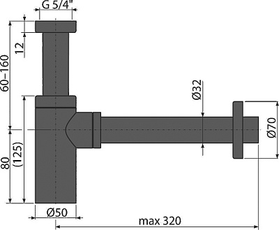 Сифон для умывальника DN32 DESIGN круглый, черный-мат AlcaPlast A400BLACK