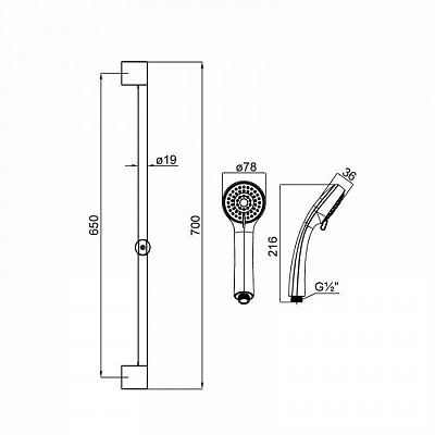 Душевой гарнитур Milardo 110 1103F70M16