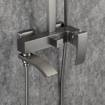 Душевая система Gappo G07-9 G2407-9 оружейная сталь, (с изливом и тропическим душем)