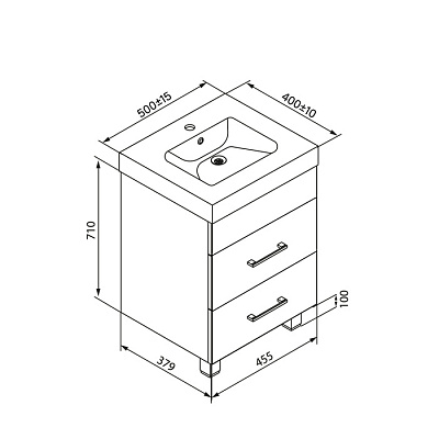 Тумба с раковиной, напольная Iddis Custo NCU50W0i95K 50 см, белая