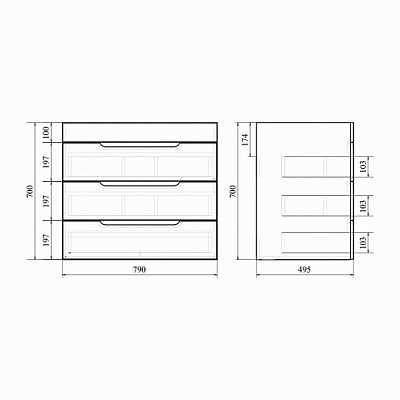 Тумба напольная с раковиной MIRSANT Soho Quadro 80/2 УТ000072000