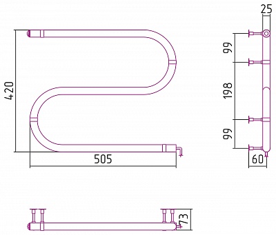 Полотенцесушитель электрический Сунержа Стилье S-образный 420х500