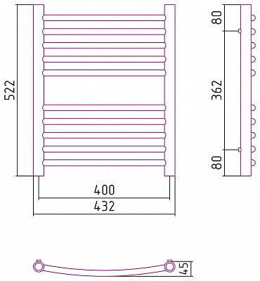 Полотенцесушитель комбинированный Сунержа Богема-ПРОФИ выгнутая 600x400