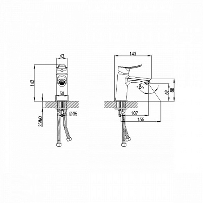 Смеситель для умывальника  Milardo Amplex AMPSB00M01