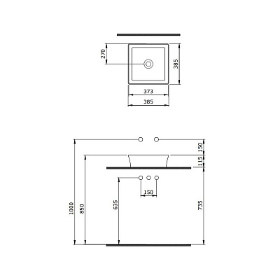Раковина Berges Ego SL накладная 38x38 см матовый серый 181060