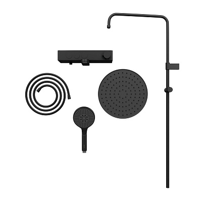 Душевая система VitrA Core Round A4730936EXP с термостатическим смесителем и ручным душем матовая черная