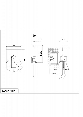 Смеситель для душа DK BayernLiszt DA1515007 с гигиеническим душем встраиваемый матовое золото