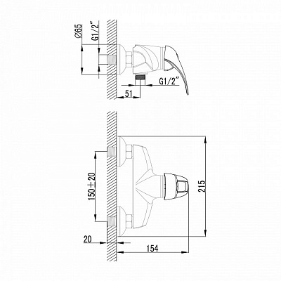 Смеситель для душа Iddis Carlow CQ33068CK