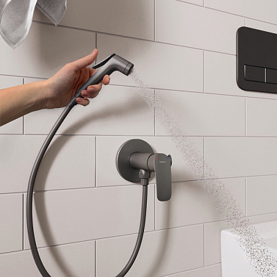 Встраиваемый смеситель с гигиеническим душем, графит, Milardo Rora RORGMR0M08