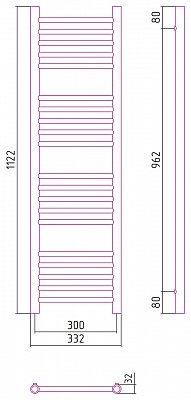 Полотенцесушитель комбинированный Сунержа Богема-ПРОФИ прямая 1200x300