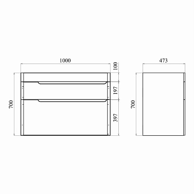 Тумба напольная MIRSANT Flat 100/2 (раковина Astra 100,Line 100) (рак. 268528, 268529 в комплект не входит)