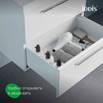 Тумба с умывальником подвесная 80 IDDIS Слайд Икс (Slide X) SLX80W0i95K 4518000i28 белый