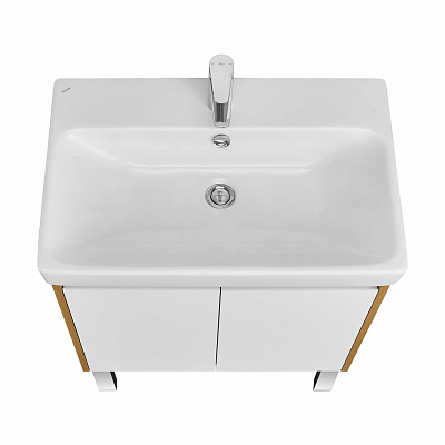 Тумба с раковиной AQUATON Сканди Doors 70 белый глянец/дуб рустикальный 1A278901SDZ90