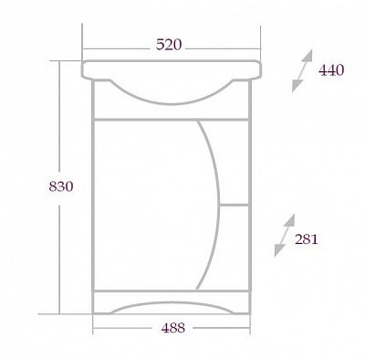 Тумба без раковины Onika Дуэт 52 см 105201
