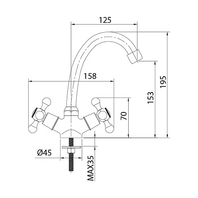 Смеситель для умывальника Milardo Duplex DUPSB00M01 вентильный