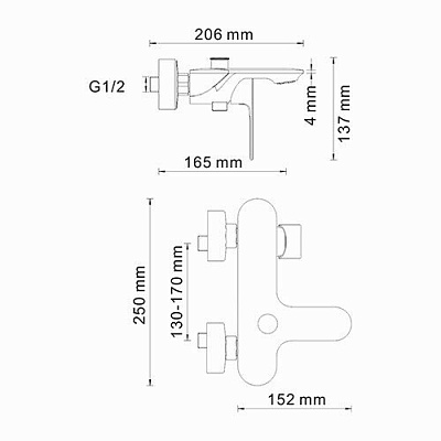 Смеситель для ванны с коротким изливом WasserKRAFT Dinkel 5801