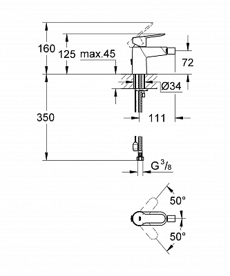 Смеситель для биде GROHE BAU EDGE 23332000