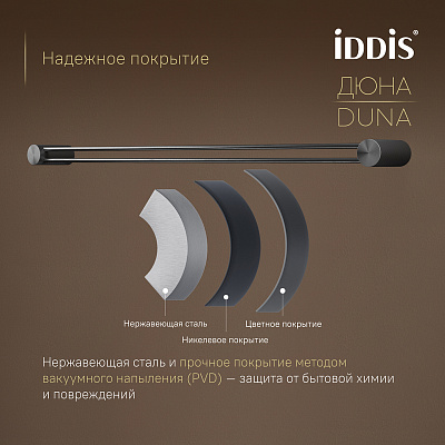 Полотенцедержатель одинарный IDDIS Дюна (Duna) DUNGM10i49 нержавеющая сталь графит матовый