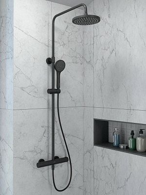 Душевая система VitrA Joy A4729836EXP с термостатическим смесителем и ручным душем матовая черная