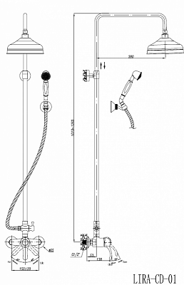 Душевая стойка со смесителем, верхним и ручным душем CEZARES LIRA-C-CD LIRA-C-CD-01