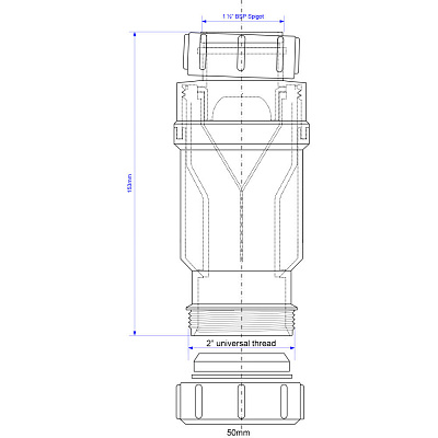 Самозакрывающийся сливной клапан McAlpine MRNRV40-PB, сухой 1 1/2"мама, компресс Ду=40мм