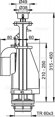 Сливной механизм для системы инсталляции AlcaPlast A08A