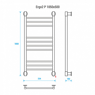Полотенцесушитель электрический Energy Ergo2 P 1050х500 EETRERGO2P105500000