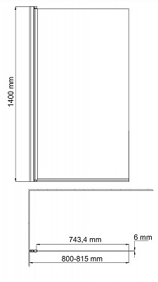 Стеклянная шторка на ванну WasserKraft Berkel 48P01-80L Matt glass