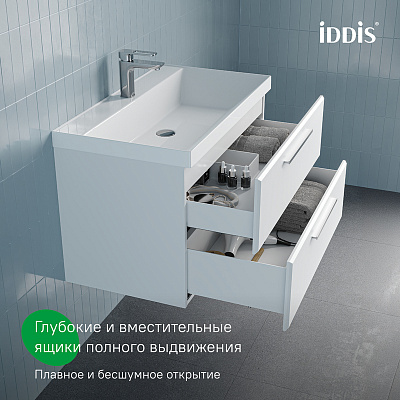 Тумба с умывальником подвесная 80 IDDIS Слайд Икс (Slide X) SLX80W0i95K 4518000i28 белый