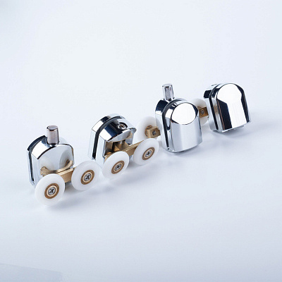 966D23C6DZ Ролик для душевой зоны двойные, 2 верхних + 2 нижних, стекло 5-6 мм, пластик, хром