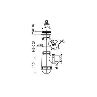 Сифон для мойки AlcaPlast A441P-DN50/40