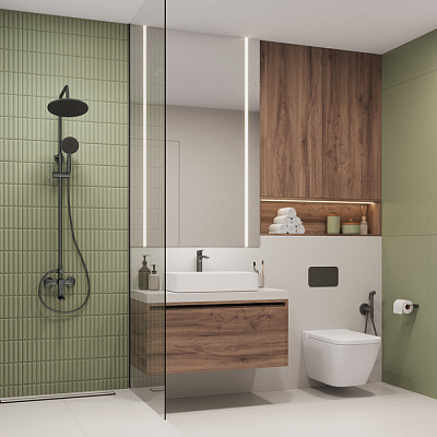 Встраиваемый смеситель с гигиеническим душем, графит, Milardo Rora RORGMR0M08