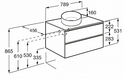 Тумба под раковину Roca The Gap 80 городской дуб 2 ящика A857399402