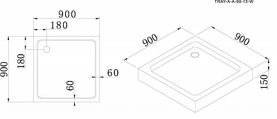 Cezares поддон акрил 90х90 TRAY-A-А-90-15-W