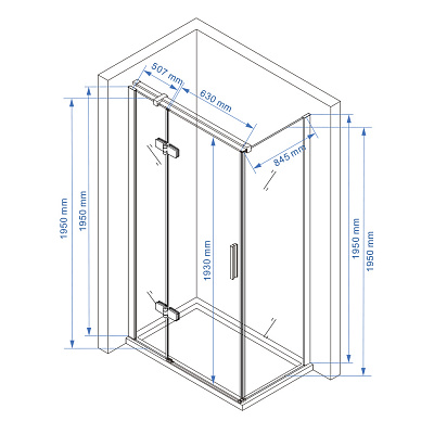 Душевое ограждение 120х90 MONTEREY EX-404 хром прозрачное стекло 8мм