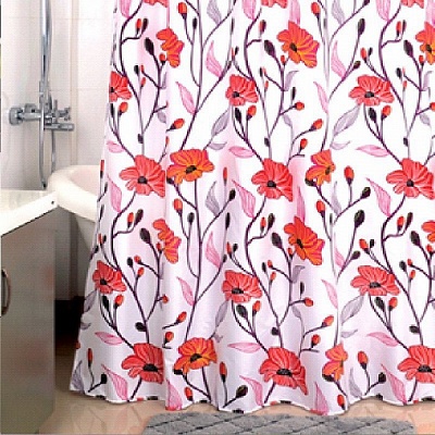 Штора для ванной комнаты 180*200 см Milardo Red Asters 960P180M11