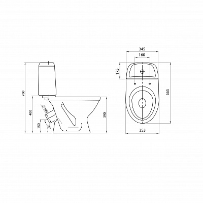 Унитаз-компакт Santeri Прайм белый 1.P205.4.S00.00B.F