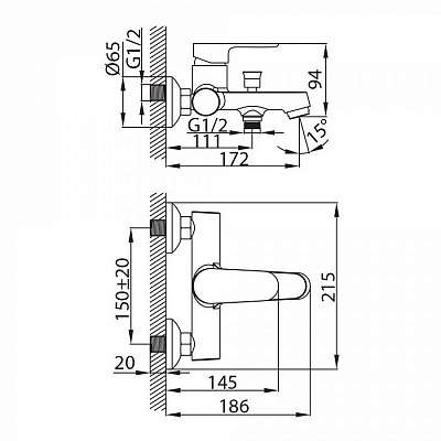 Смеситель для ванны Milardo Dover DOVSB00M02