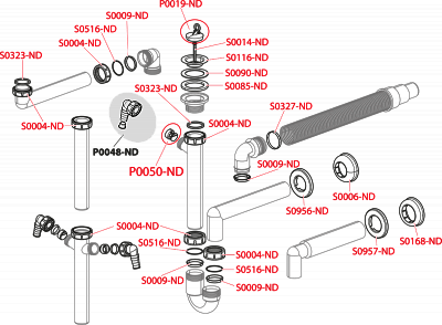 Сифон трубчатый с накидной гайкой 6/4" AlcaPlast A80-DN40