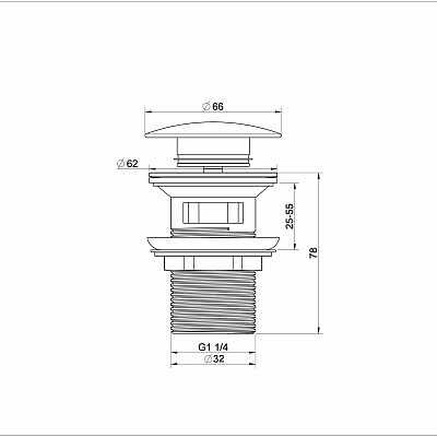 Донный клапан для раковины с переливом 1 1/4 Wonzon & Woghand, черный матовый ww-88ss01-mb