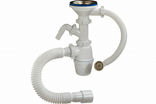 Сифон бутылочный 3 1/2 40, Orio А-5011 для мойки, с одним отводом, с круглым переливом