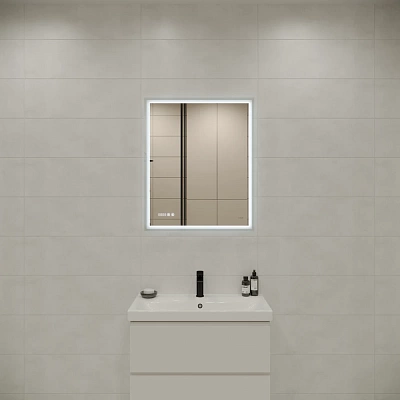 Зеркало с LED подсветкой 70x85 Cersanit 080 design pro часы с антизапотеванием