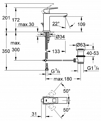 Смеситель для умывальника GROHE EUROCUBE 23445000