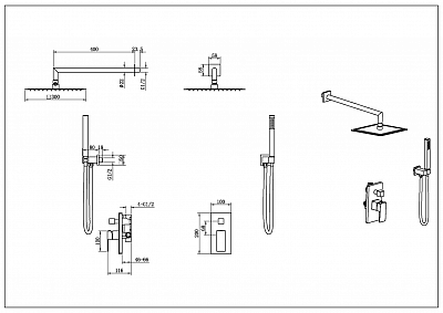 Смеситель встроенный для душа QUBIC Matt Gold Boheme 474-3-MG
